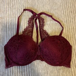 Front Close Lace Shine Strap Push-Up Bra